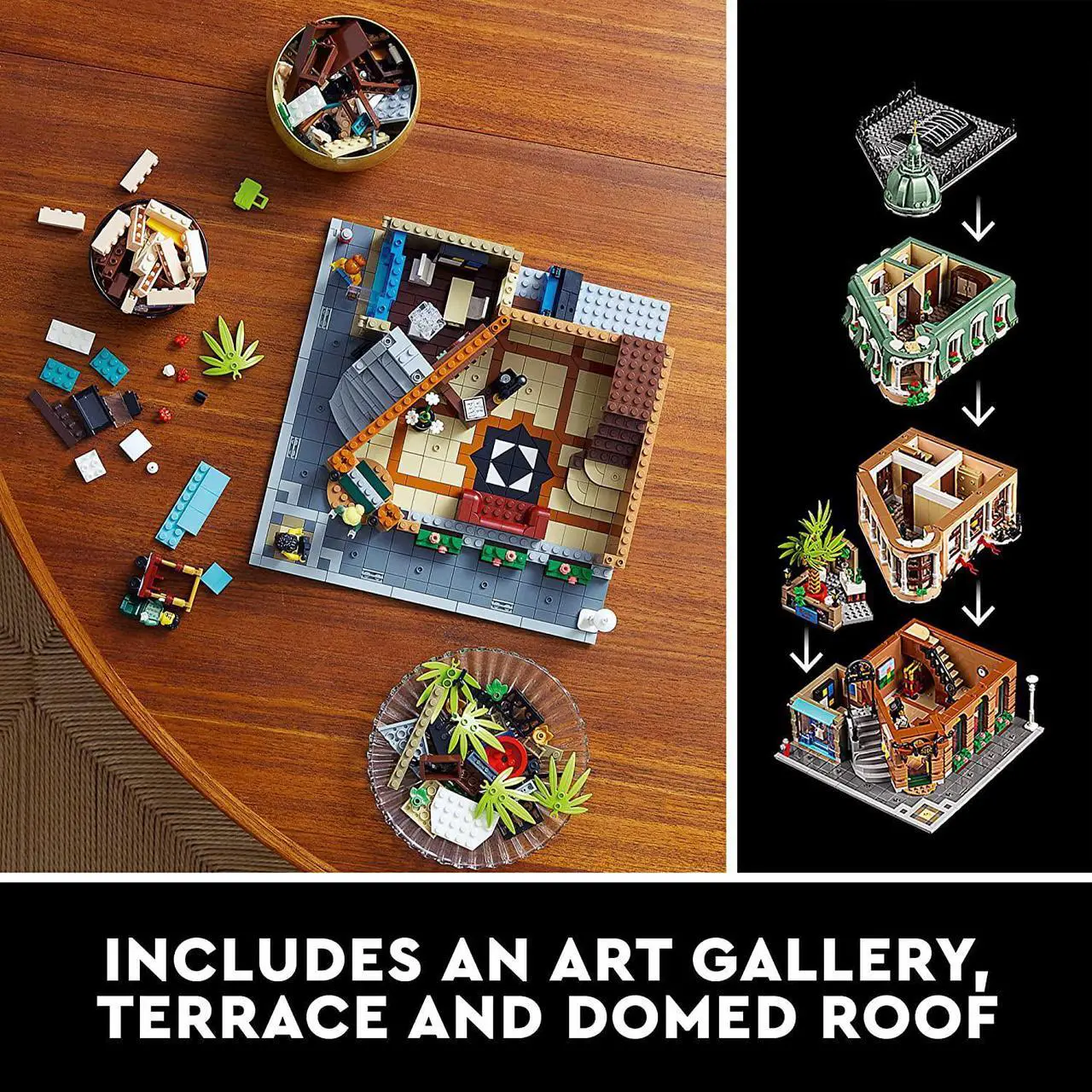 Alt view image 6 of 7 - LEGO Icons Boutique Hotel 10297 Modular Building Display Model Kit for Adults to Build, Set with 5 Detailed Rooms Including Guest Rooms and Gallery