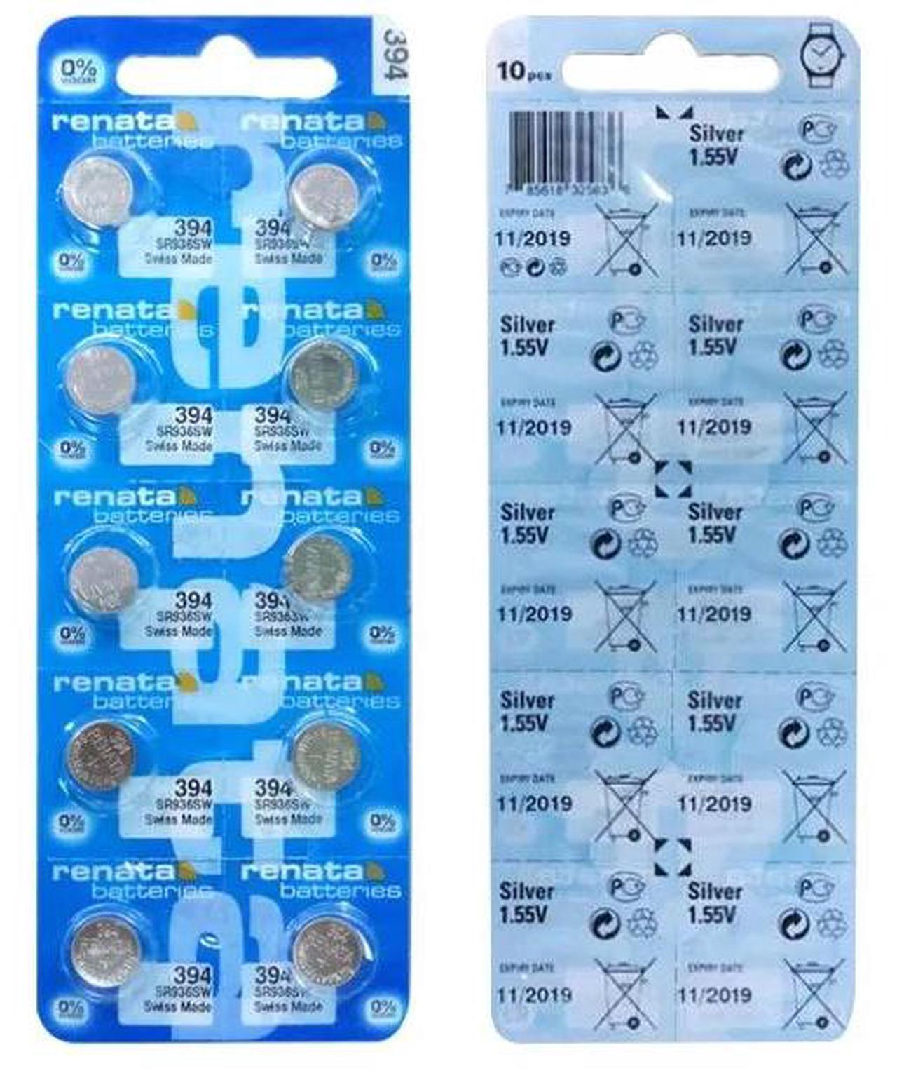 Alt view image 2 of 6 - 2Pcs/Lot Renata 394 Brand  Silver Oxide Watch Battery LONG LASTING SR936SW 936 1.55V Button Coin Cell batteries