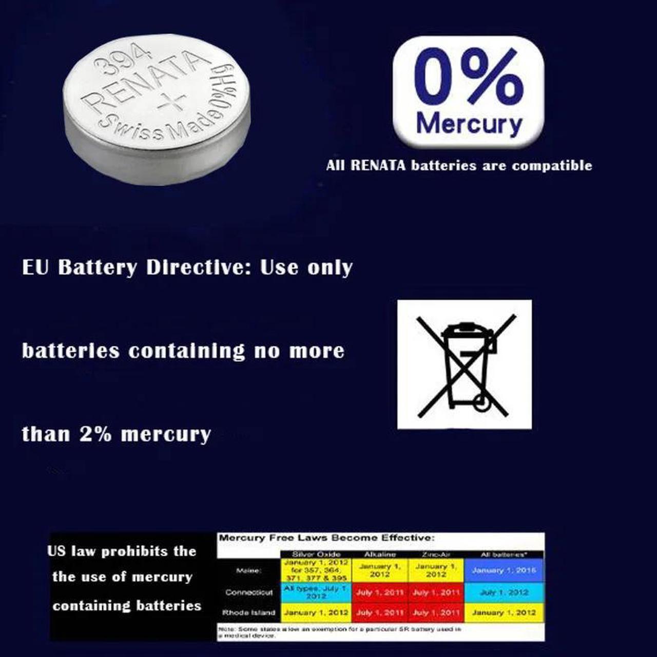 Alt view image 4 of 6 - 2Pcs/Lot Renata 394 Brand  Silver Oxide Watch Battery LONG LASTING SR936SW 936 1.55V Button Coin Cell batteries