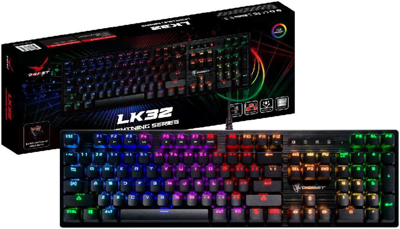 Digifast LK32 Mechanical RGB Gaming Keyboard | Optical Linear Switches 100 Million Durability | Customizable Color | Textured Surface | Water-Resistant Design