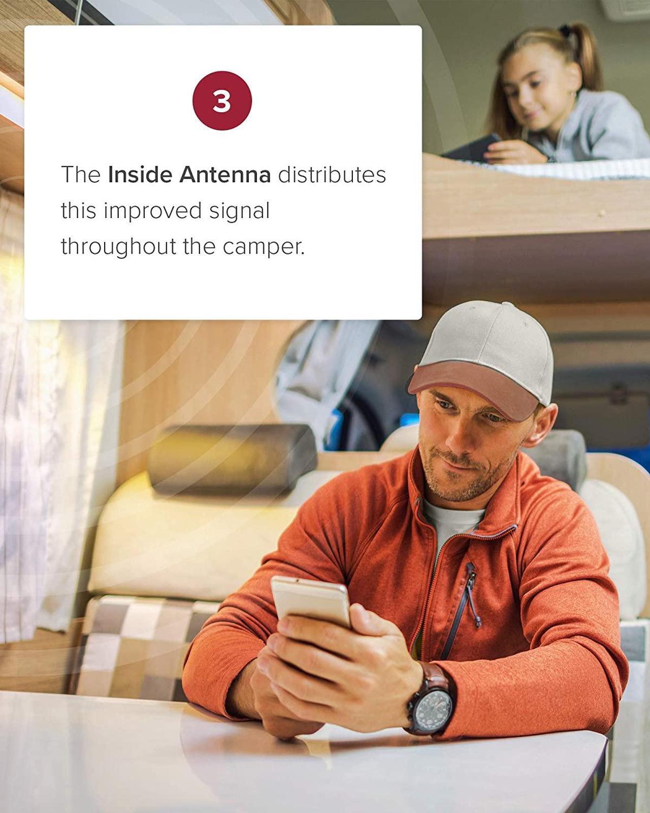 Alt view image 7 of 12 - weBoost Destination RV [Multi User] In-Vehicle Cell Phone Signal Booster Kit for Stationary RV/Camper All Carriers 3G/4G LTE - 470159