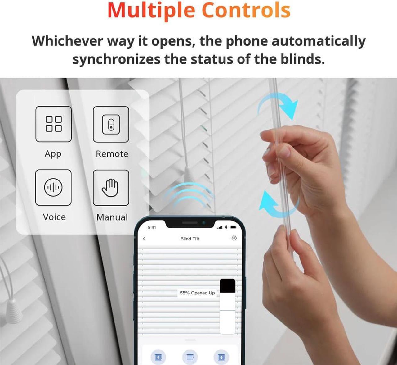 Alt view image 14 of 14 - SwitchBot Blind Tilt Motorized Blinds - Smart Electric Blinds with Bluetooth Remote Control, Solar Powered, Light Sensing Control, Add SwitchBot Hub Mini to Make it Compatible with Alexa & Google Home