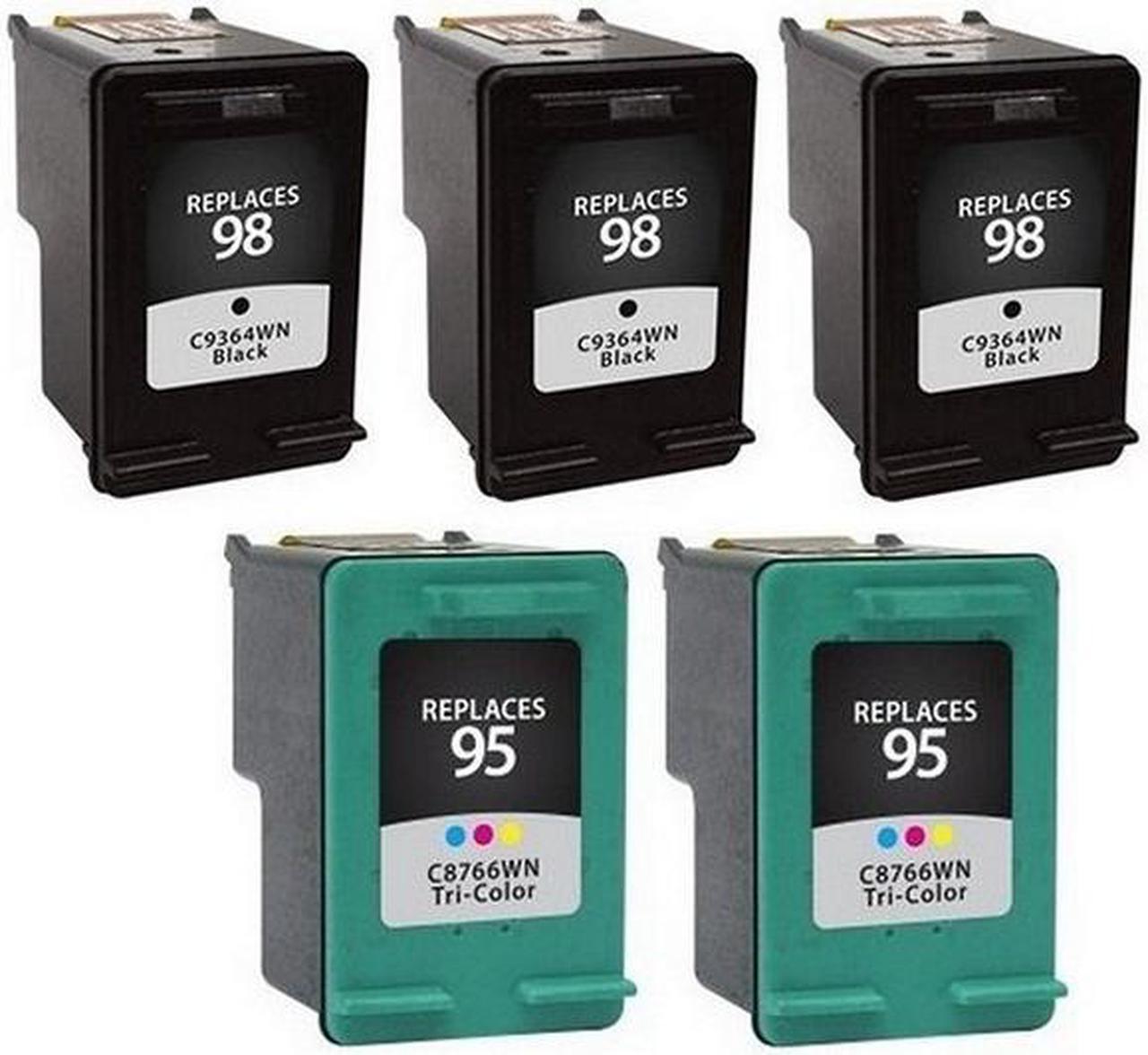 Alt view image 2 of 7 - SuppliesMAX Replacement for HP DeskJet 5940/5943/OfficeJet 100/150/6310/H470 Inkjet Combo Pack (3-Black/2-Color) (NO. 95/NO. 98) (C9364EE_3PK/C8766EE_2PKMP)