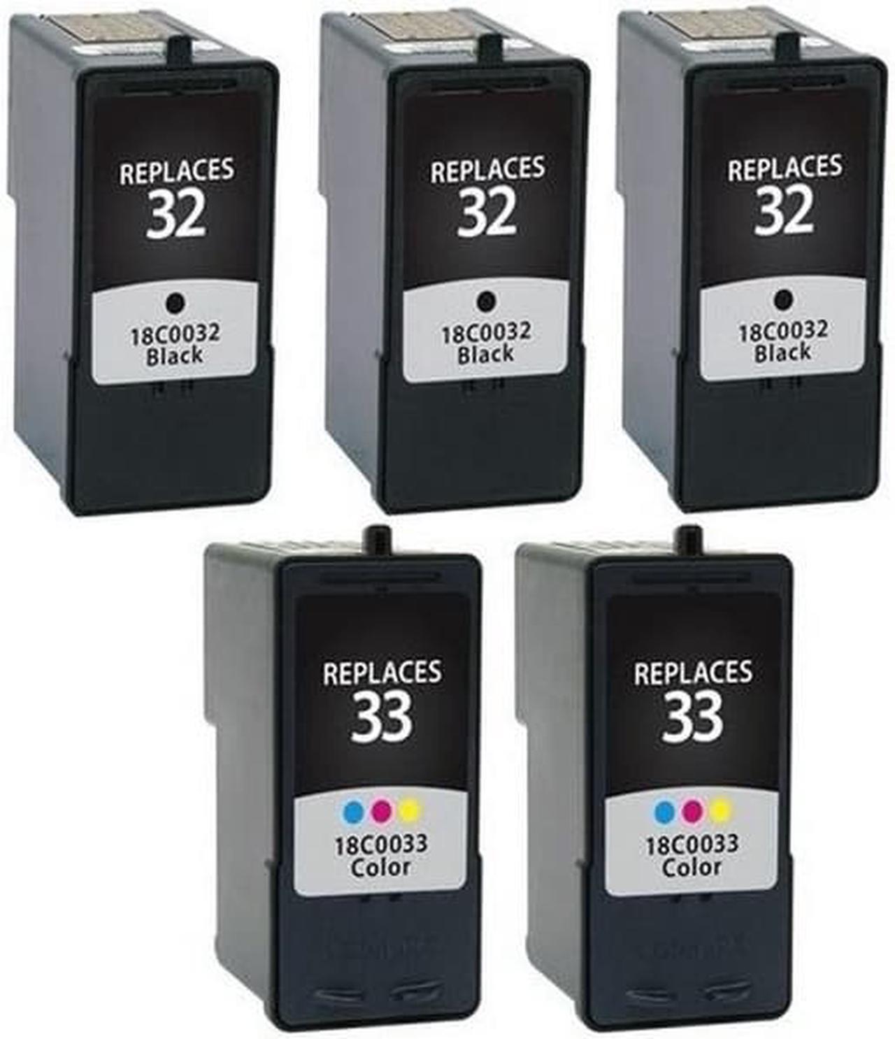 Alt view image 2 of 7 - SuppliesMAX Replacement for Lexmark P4330/P6250/P6350/P915/X3350/X5250/X5450/X7300/X8350/Z815/Z816 Inkjet Combo Pack (3-Black/2-Color) (NO. 32/NO. 33) (18C0032E_3PK/18C0033E_2PKMP)