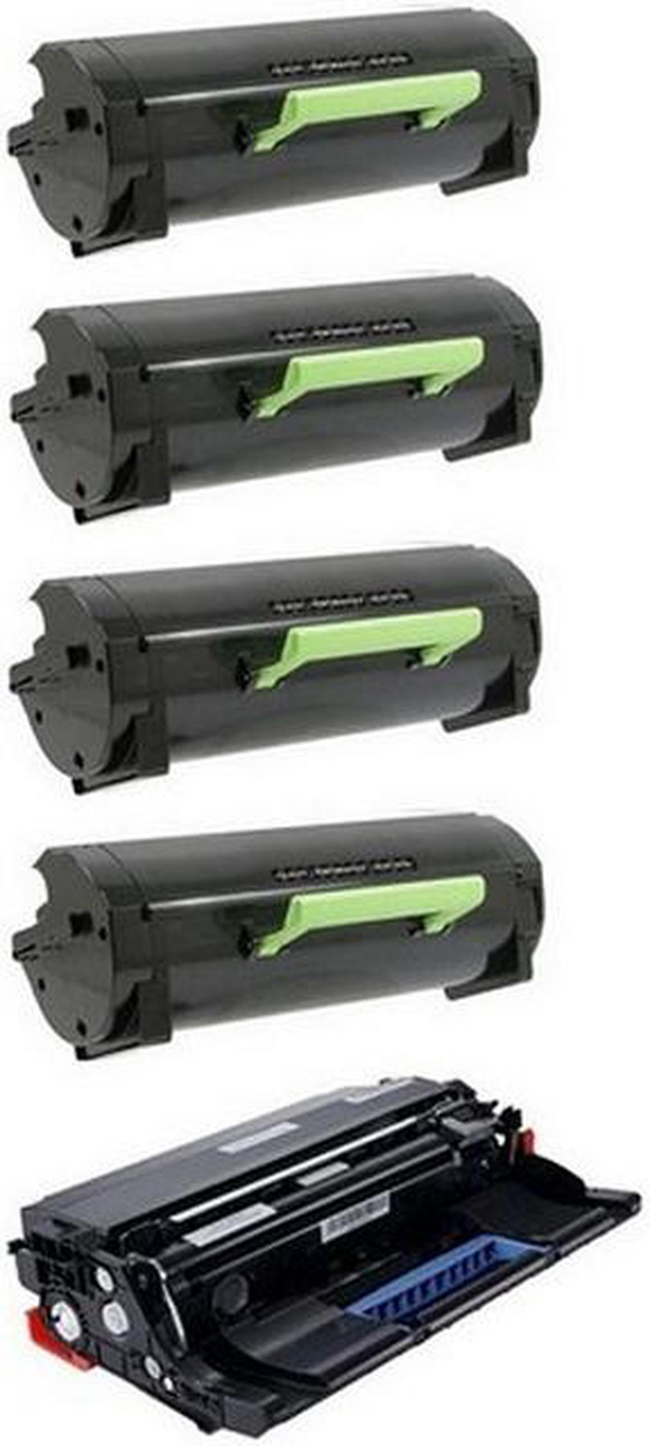 Alt view image 2 of 7 - SuppliesMAX Compatible Replacement for Lexmark MX-310/MX-410/MX-510/MX-511/MX-610/MX-611 Series Drum/Toner Value Combo Pack (1-Drum Unit/4-Toners) (NO. 601) (50F0Z0E_1PK/60F1H0ESY_4PKVB)