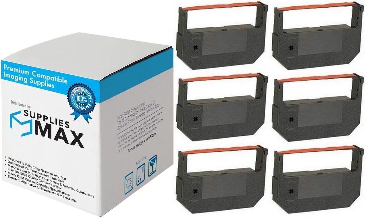 Main image of SuppliesMAX Compatible Replacement for Hermes 3000/3700/4500/4700/5500/5600/5700 Black/Red Printer Ribbons (6/PK) (HES011000)