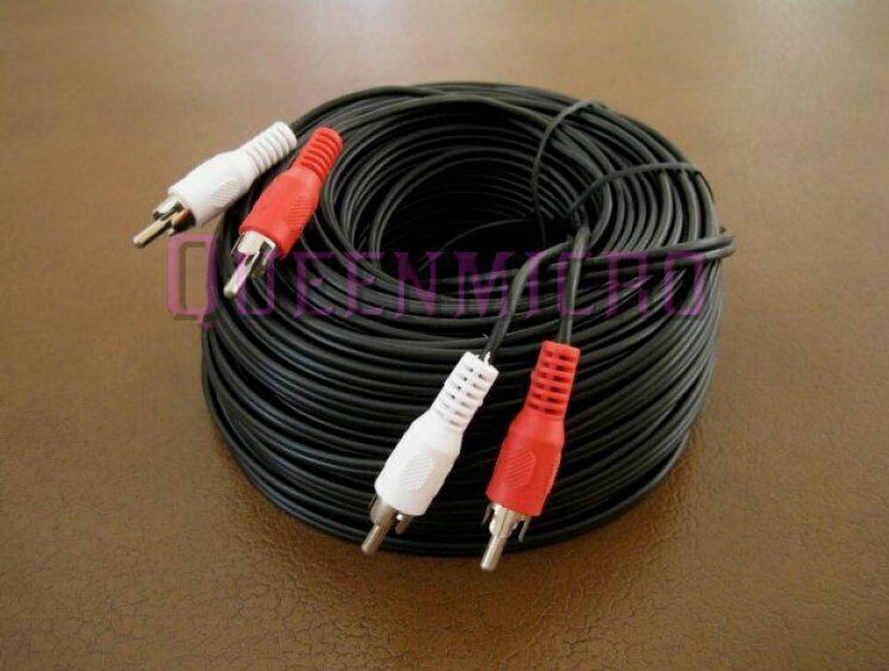 Main image of 100Ft 2 RCA Male to 2 RCA Male Audio Patch Cord Cable TV Stereo Receiver 100' Ft