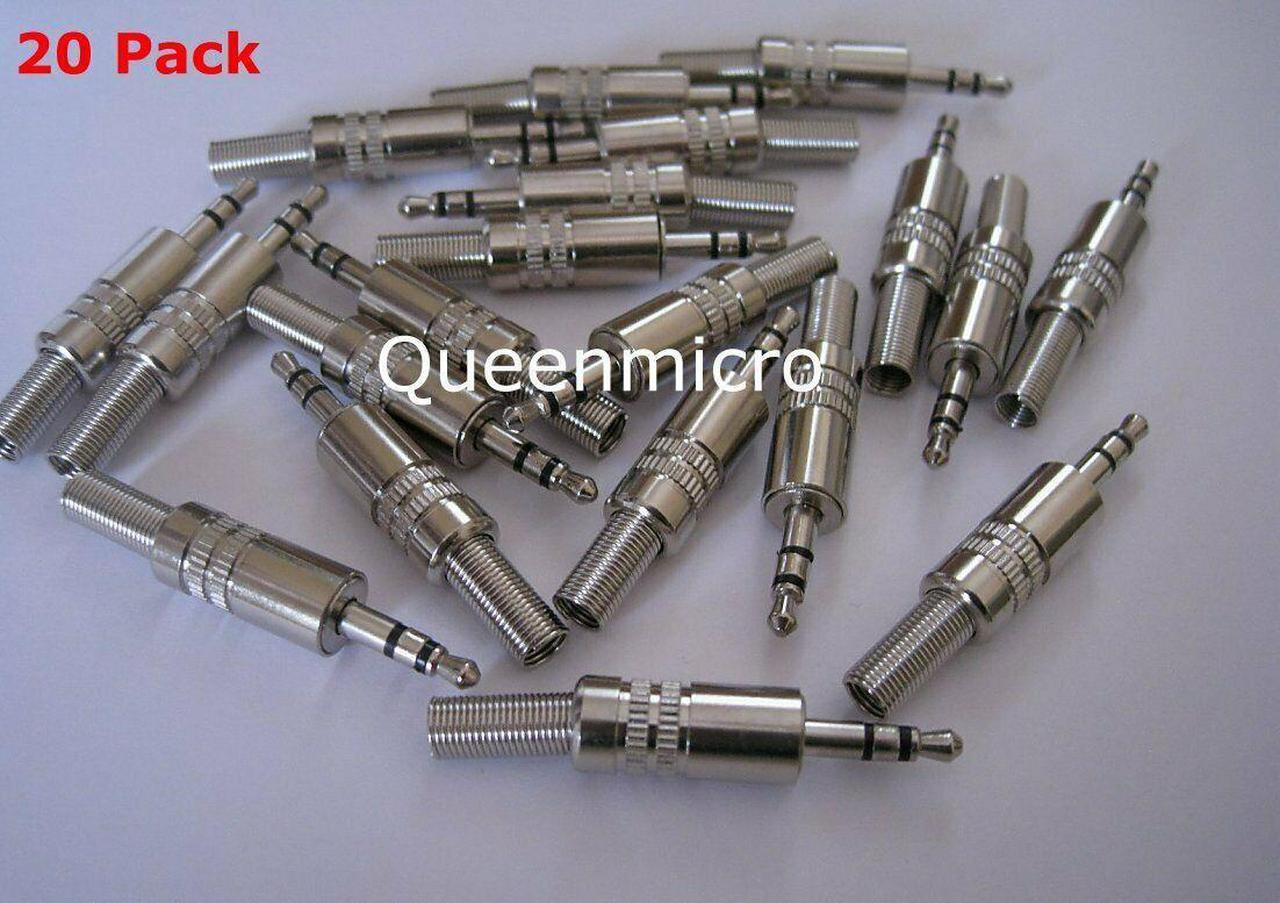 Main image of 20 Pack - 3.5mm Stereo Metal Male Repair Headphone Solder Audio Connector Plug
