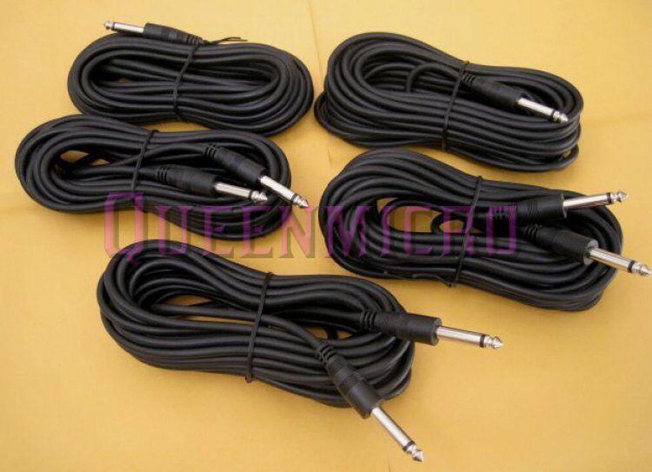 Main image of 5 Pack 6Ft Mono 1/4" Male to Male Guitar Amplifier Mic Audio PA Headphone Cable