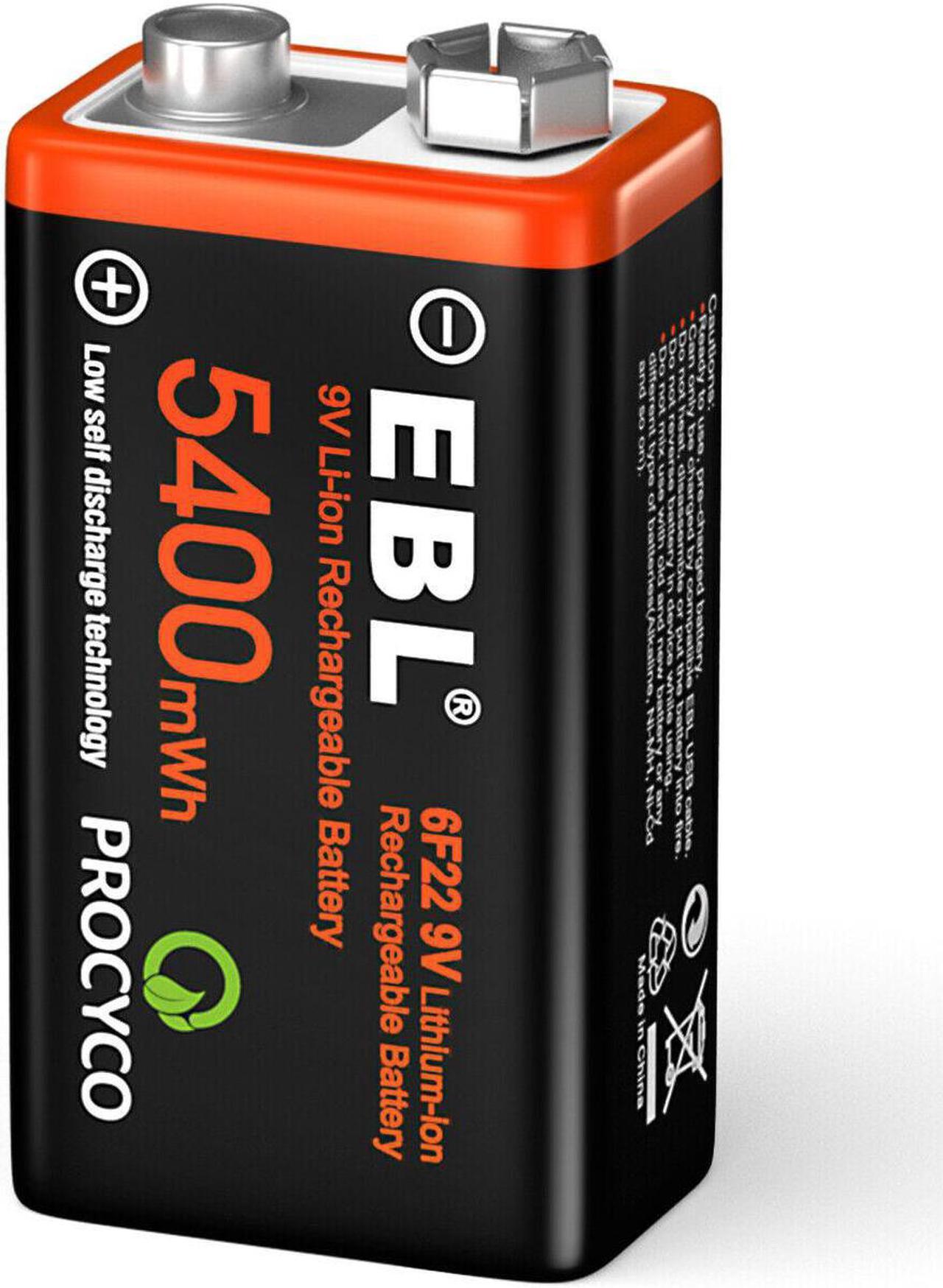 Alt view image 2 of 6 - 2Pack USB Rechargeable 9V Lithium LI-ion Battery Batteries 5400mWh 9 Volt