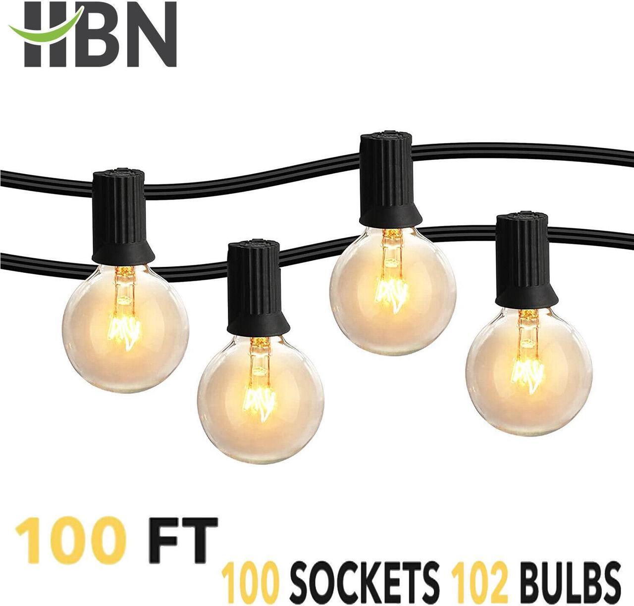 Alt view image 7 of 7 - Outdoor Incandescent String Light - 100 ft Warm White Incandescent Edison Bulbs