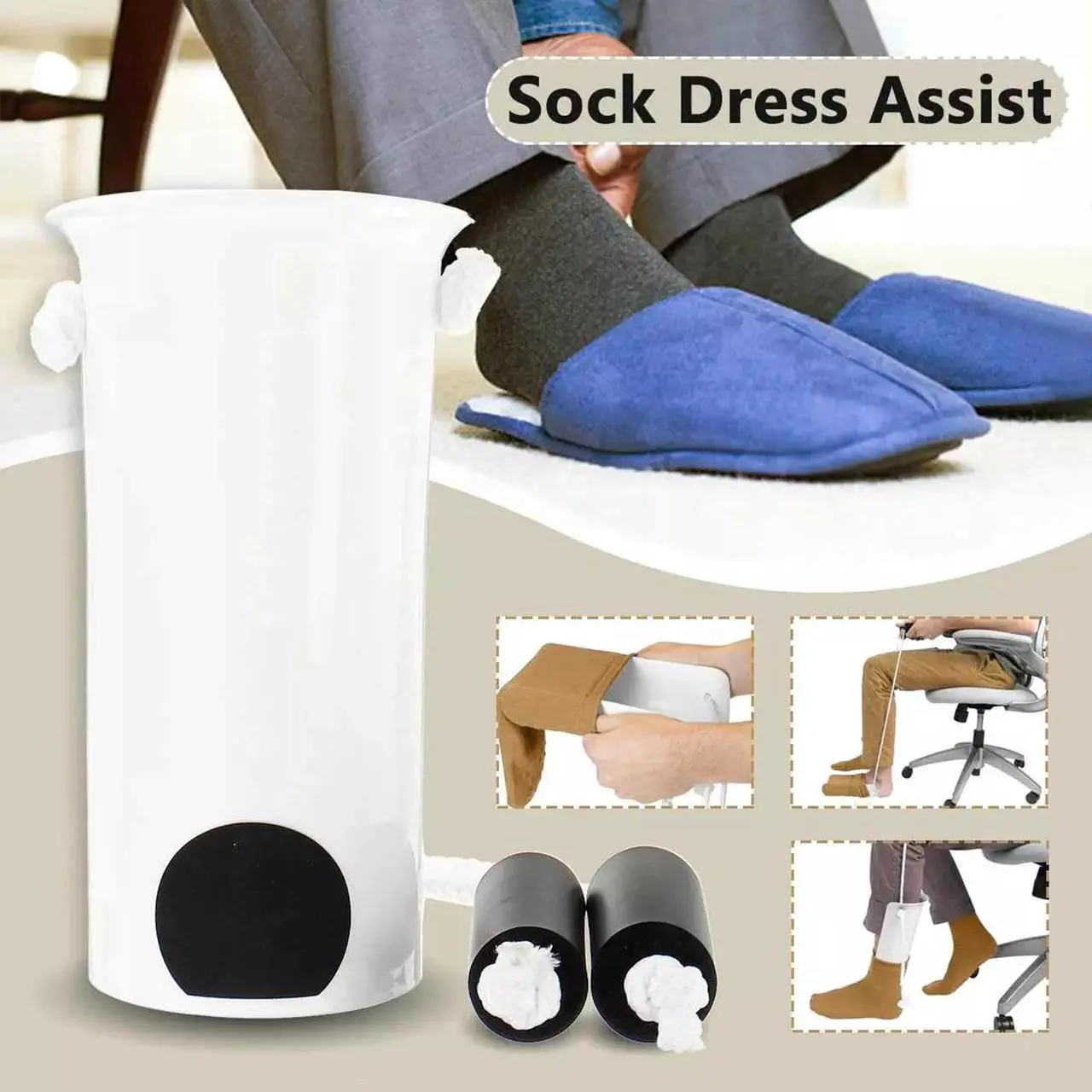 Alt view image 2 of 7 - Sock Aid Helper Easy On & Off Pulling Assist Device for Elderly Sock Aid
