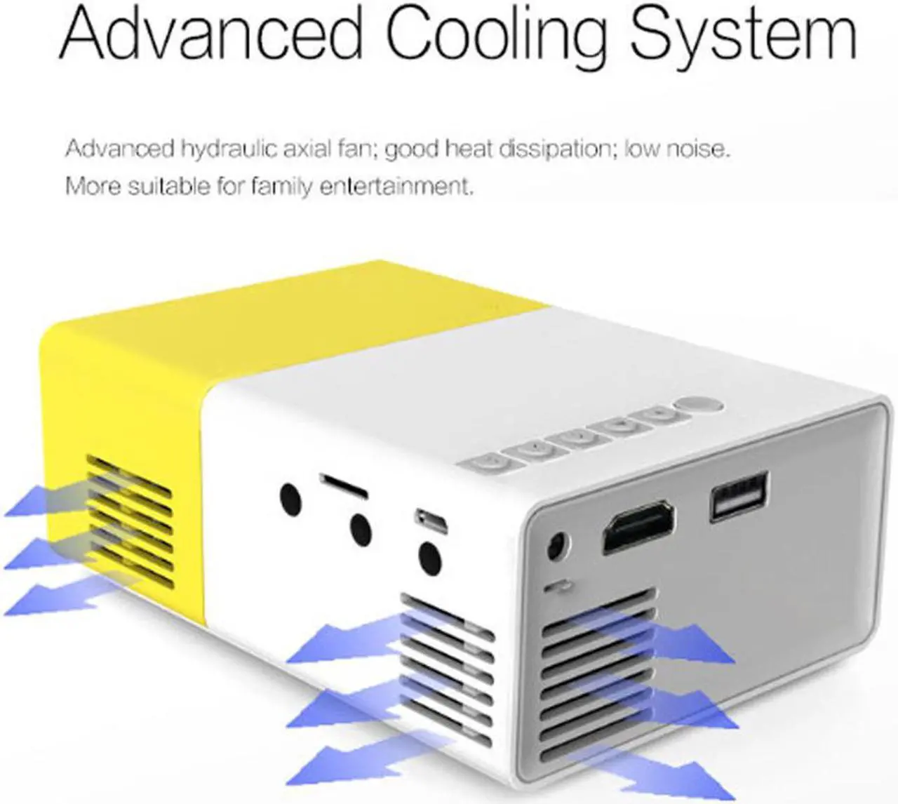 Alt view image 4 of 5 - YG-300 LCD Support 1080P Portable LED Projector Home Theater Cinema Yellow