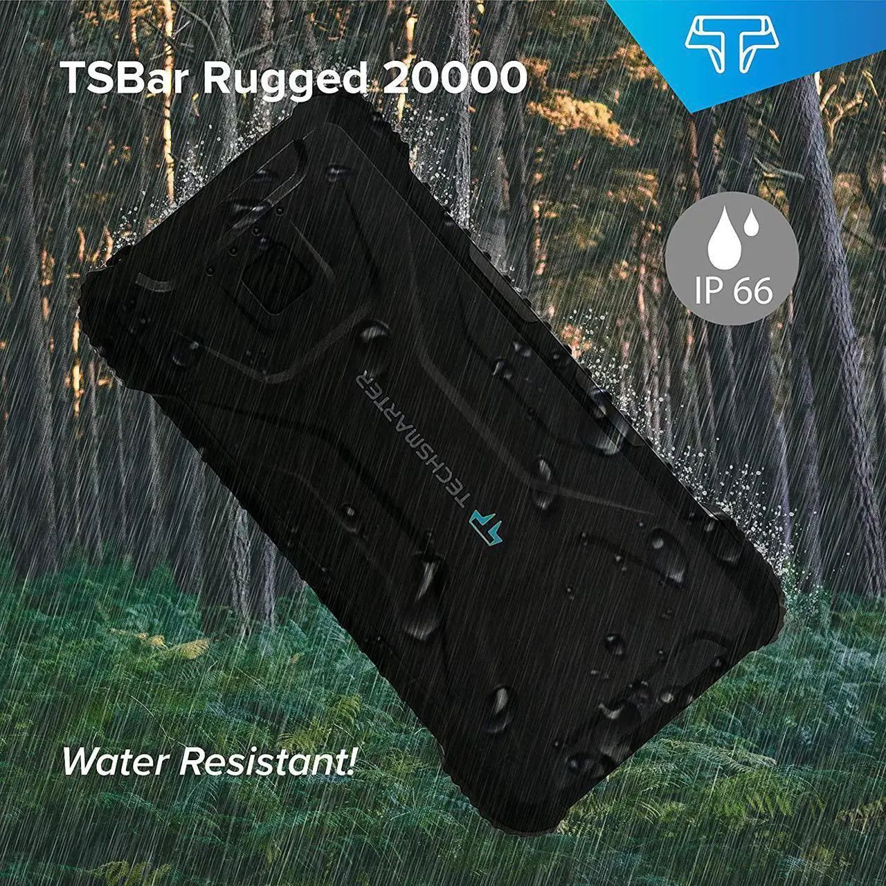 Alt view image 3 of 7 - TECHSMARTER 20000mah Rugged & Waterproof 18W USB-C PD Port Power Bank. Extreme Tactical Portable Charger Heavy Duty, Camping, Outdoor with Flashlight. Compatible with iPhone, Samsung, iPad