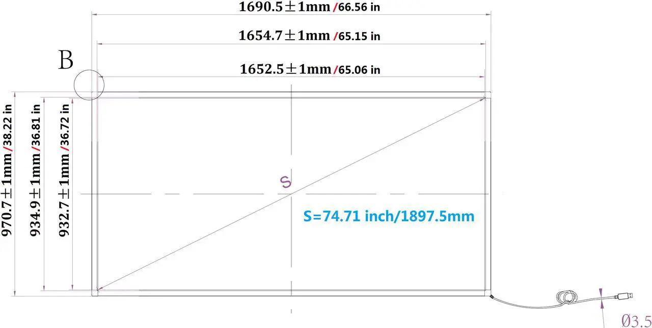 Alt view image 4 of 7 - 75 inch 10 Points Infrared Touch Screen Overlay,  Multipoint IR touch Frame , USB Free Driver, Easy Fix and Install, for Digital Signage Whiteboard Kiosks  Interactive Application