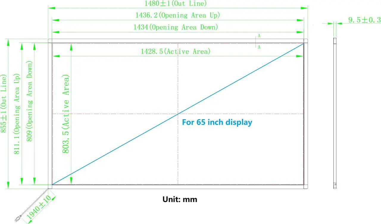 Alt view image 4 of 7 - 65 Inch 10 Points Multi-Touch Infrared Touch Overlay 65 inches IR Touch screen Panel Infrared Touch Frame USB Free Driver HID Compatible