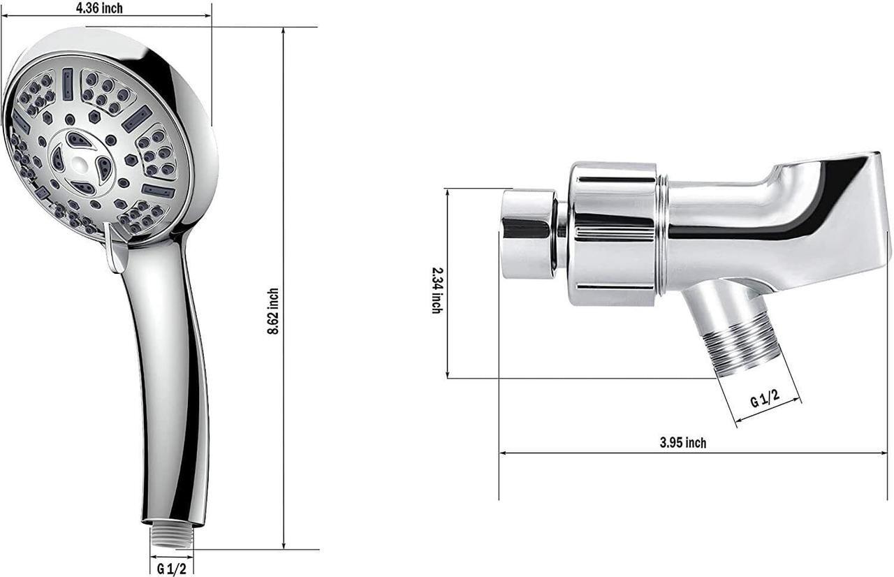 Alt view image 6 of 6 - WASSA Handheld Shower Head Set With Hose High Pressure 9 Functions Bathroom