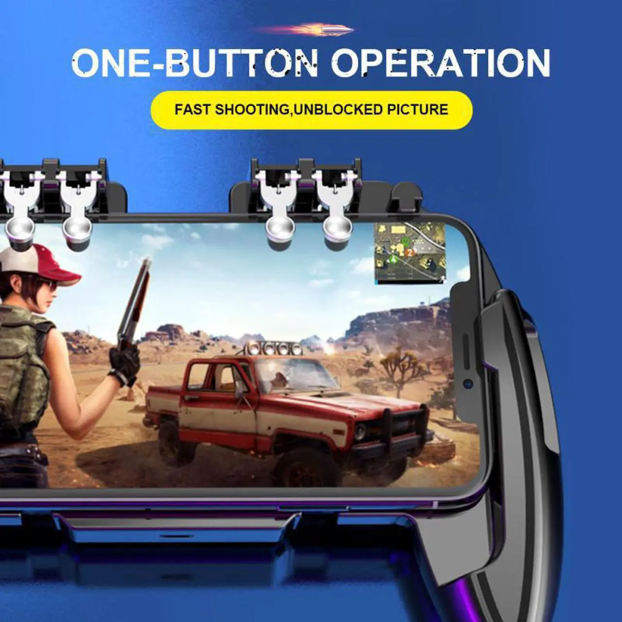 Alt view image 2 of 5 - Six Finger PUBG Moible Controller Gamepad  Fire L1 R1 Triggers PUGB Mobile Game Pad Grip Joystick For IPhone Android