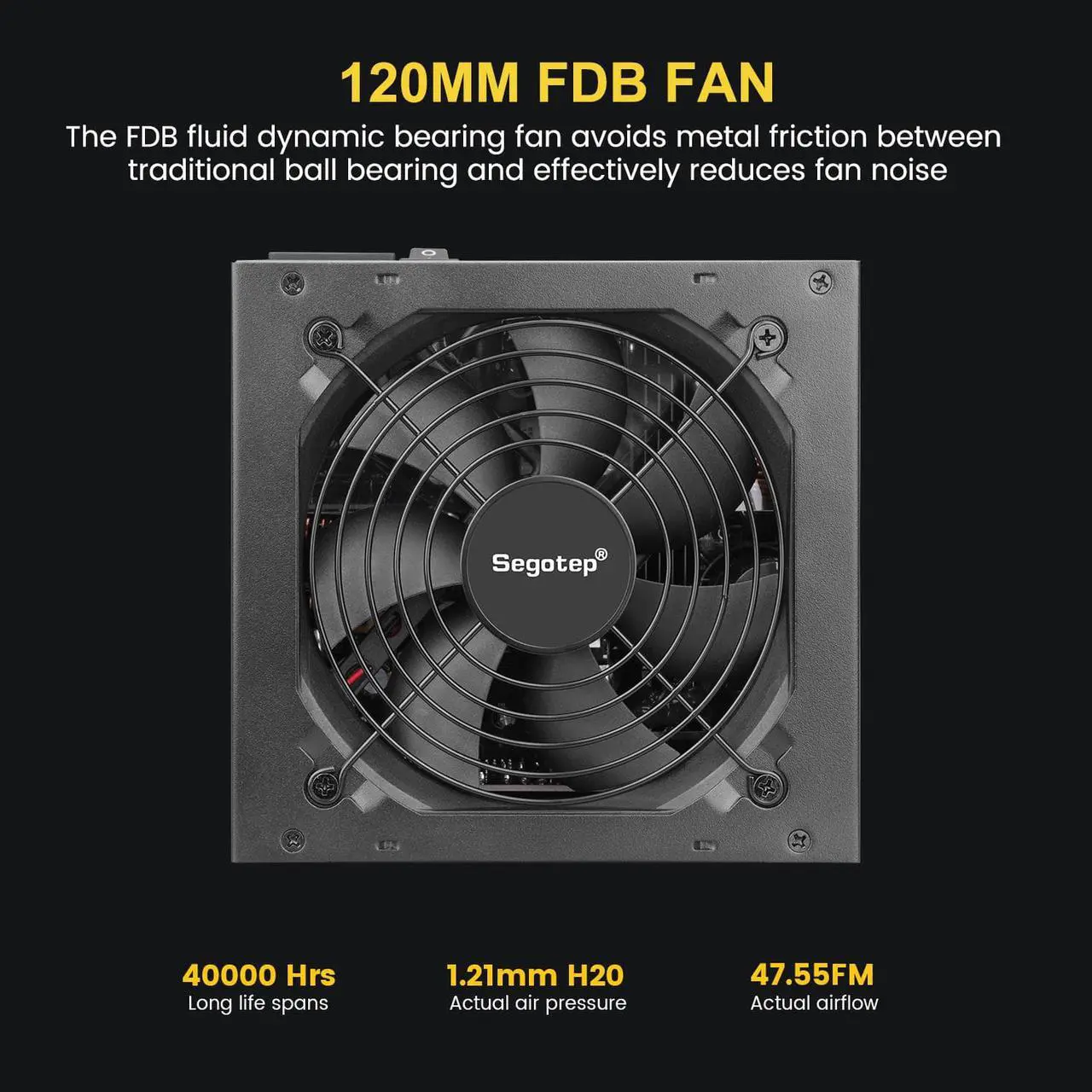 Alt view image 7 of 7 - Segotep 850W ATX 3.0 Power Supply, Full Modular 80 Plus Gold, PCIe 5.0 12+4PIN port and Dual 6+2Pin ports,  Suitable for ALL Graphics Cards, Native 600W 12VHPWR Cable, Silent Fan mode