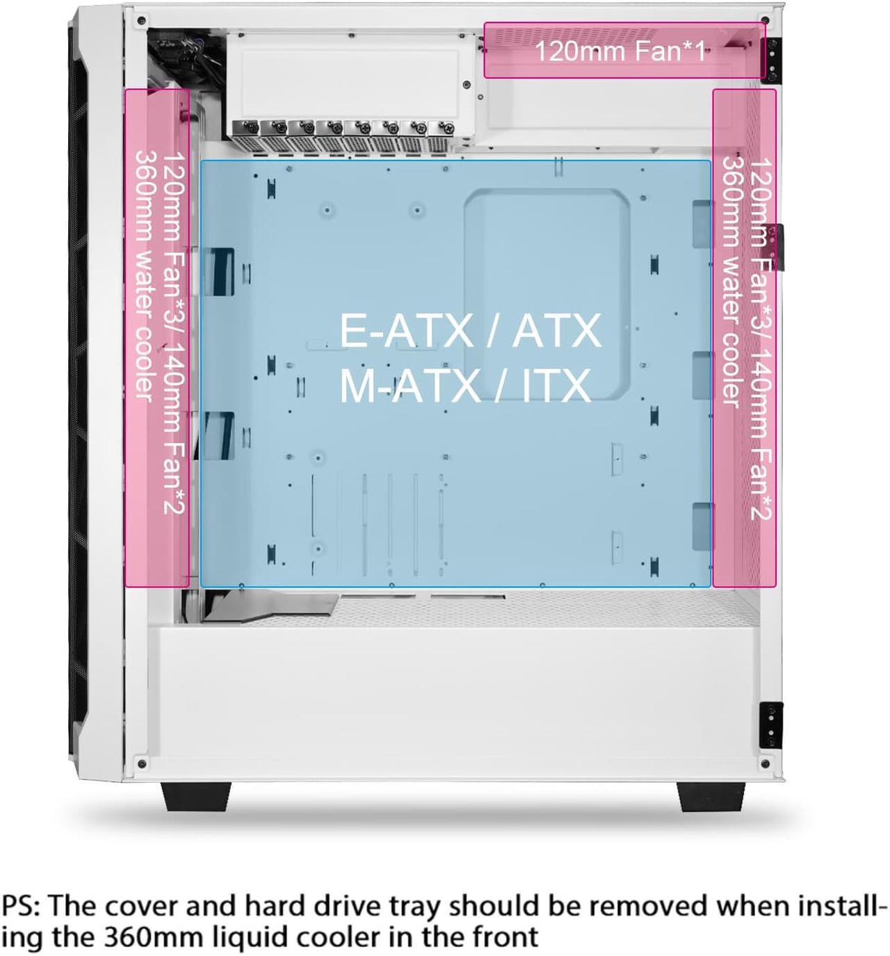 Alt view image 4 of 7 - Segotep Phoenix T1 E-ATX Full-Tower PC Gaming Case,  GPU Vertical Mounting, Support Dual 360mm Water Cooling Radiators, Supports up to 7 Fans, Tempered Glass Side Panel, Front I/O USB 3.0 Type-C Port