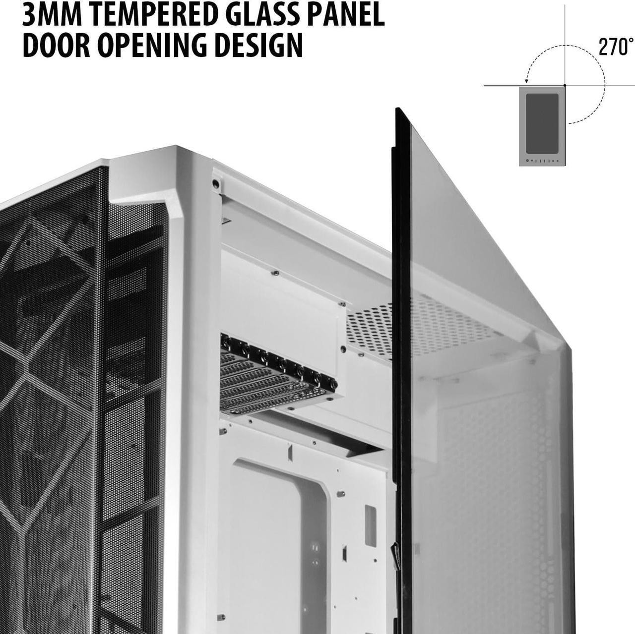 Alt view image 6 of 7 - Segotep Phoenix T1 E-ATX Full-Tower PC Gaming Case,  GPU Vertical Mounting, Support Dual 360mm Water Cooling Radiators, Supports up to 7 Fans, Tempered Glass Side Panel, Front I/O USB 3.0 Type-C Port