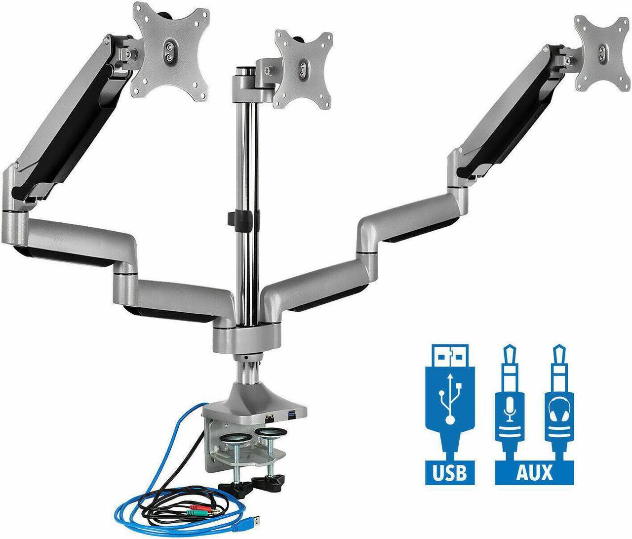 Main image of Triple Monitor Desk Mount With USB Port Height Adjustable 17" - 32"