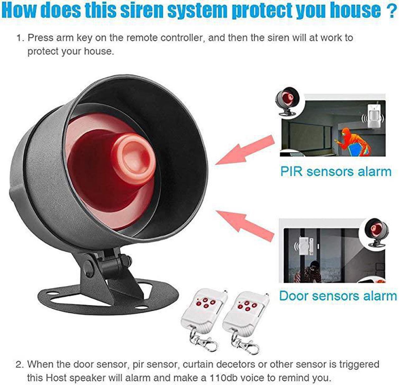 Alt view image 4 of 7 - Upgraded Home Security System Indoor Outdoor WeatherProof Siren Window Door Sensors Motion Sensor Alarm with Remote Control more DIY Wireless House Hotel Garage Shop Burglar Door Alarm System