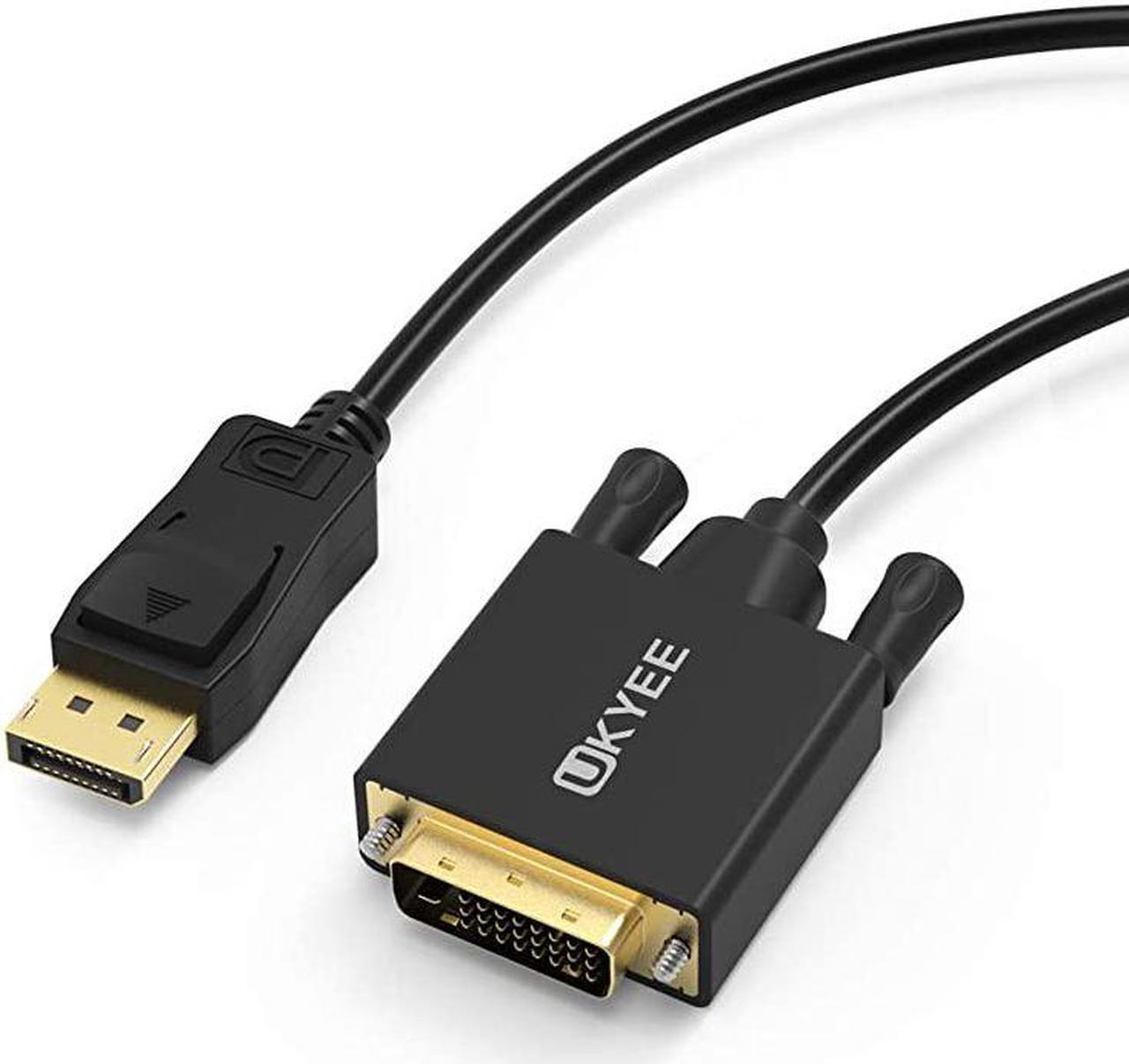 Alt view image 2 of 6 - Displayport to DVI Cable 6 Feet 2Pack  Display PortDP to DVId Male to Male Adapter Cable Compatible with PC Laptop HDTV Projector Monitor More GoldPlated
