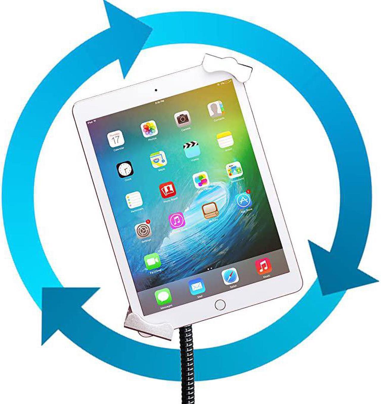 Alt view image 6 of 7 - Compact Security HeightAdjustable Rotating Tablet Stand with Gooseneck Locking Wheels for 714 TabletsiPad 102Inch 7th 8th Gen iPad Pro 129 Gen 3 iPad Air 3 More Black
