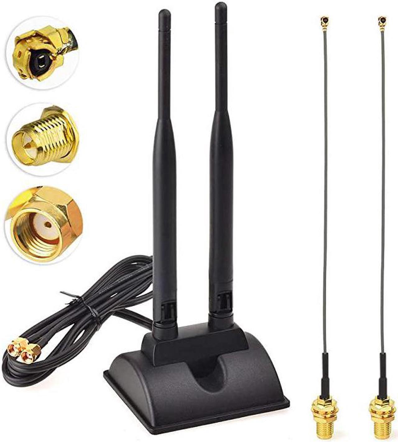 Alt view image 2 of 7 - 2.4GHz 5GHz Dual Band WiFi Antenna RP-SMA Male Antenna + IPEX U.FL to RP-SMA Female Cable 6 inch (2-Pack) for Mini PCIe Network Card USB WiFi Adapter Wireless Router Hotspot