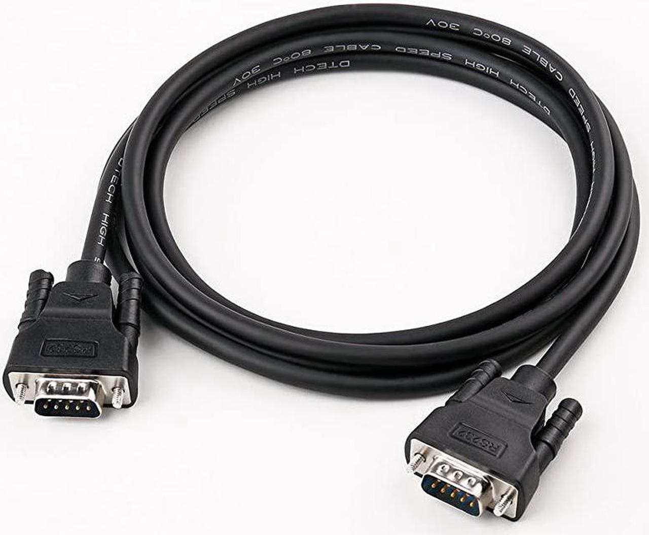 10ft DB9 to DB9 RS232 Serial Cable Male to Male Null Modem Cord Cross TX RX line for Data Communication 10 Feet Black