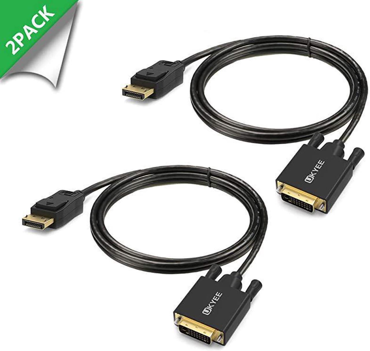 Main image of Displayport to DVI Cable 6 Feet 2Pack  Display PortDP to DVId Male to Male Adapter Cable Compatible with PC Laptop HDTV Projector Monitor More GoldPlated