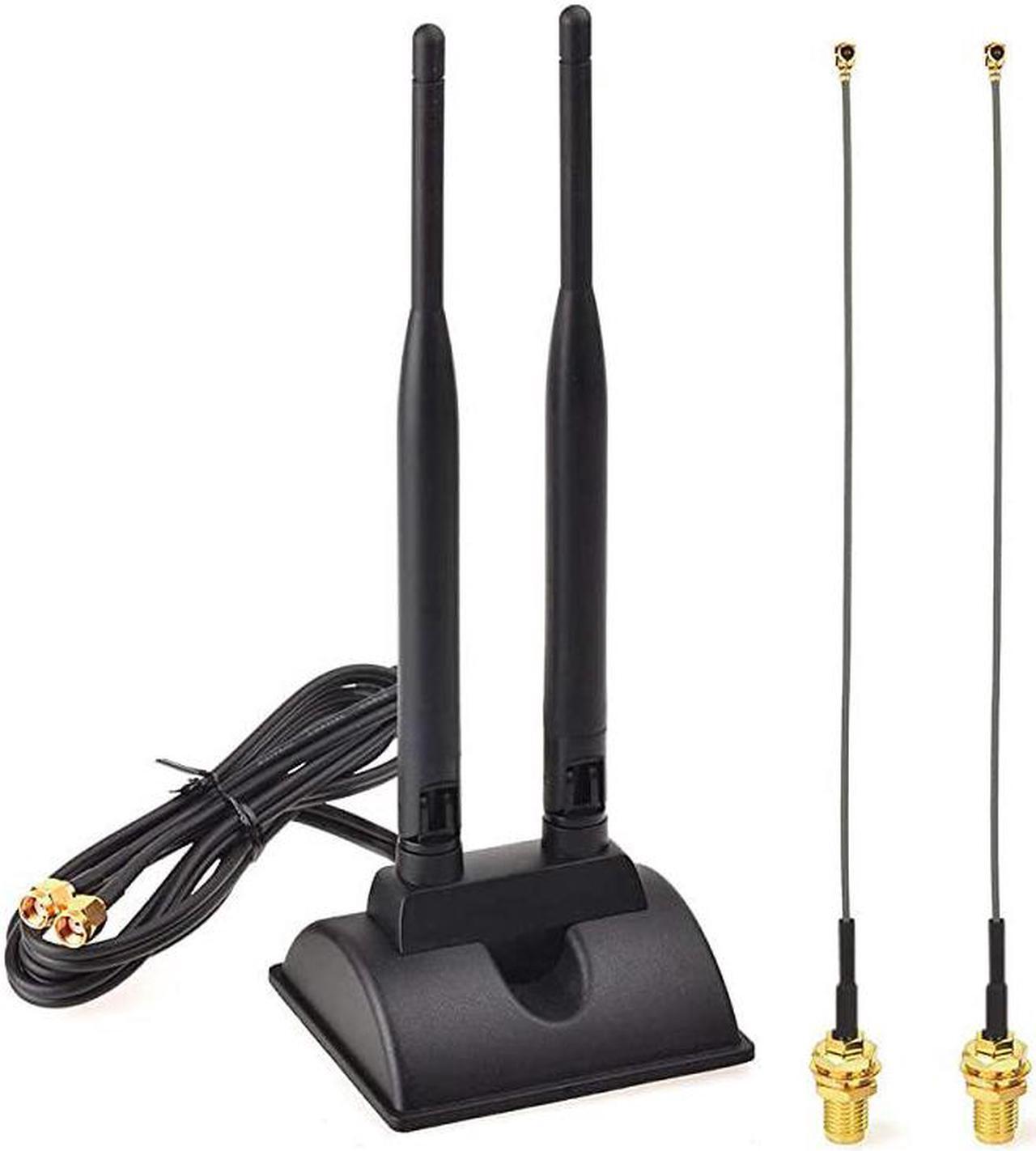 Main image of 2.4GHz 5GHz Dual Band WiFi Antenna RP-SMA Male Antenna + IPEX U.FL to RP-SMA Female Cable 6 inch (2-Pack) for Mini PCIe Network Card USB WiFi Adapter Wireless Router Hotspot