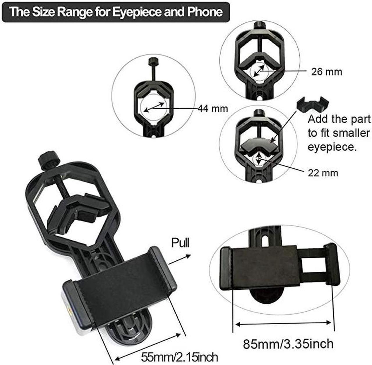 Alt view image 4 of 6 - Cellphone Telescope Adapter Mount, Universal Phone Scope Mount, Work with for Spotting Scope, Telescope, Microscope, Monocular, Binocular, for iPhone, Samsung, HTC, LG and More