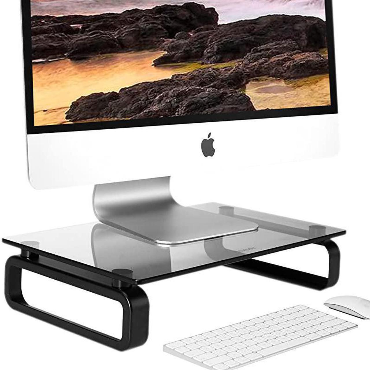 Main image of Monitor Stand Riser Multi Media Desktop Stand for Flat Screen LCD LED TV LaptopNotebookXbox One with Tempered Glass and Metal Legs Black HD02B001U