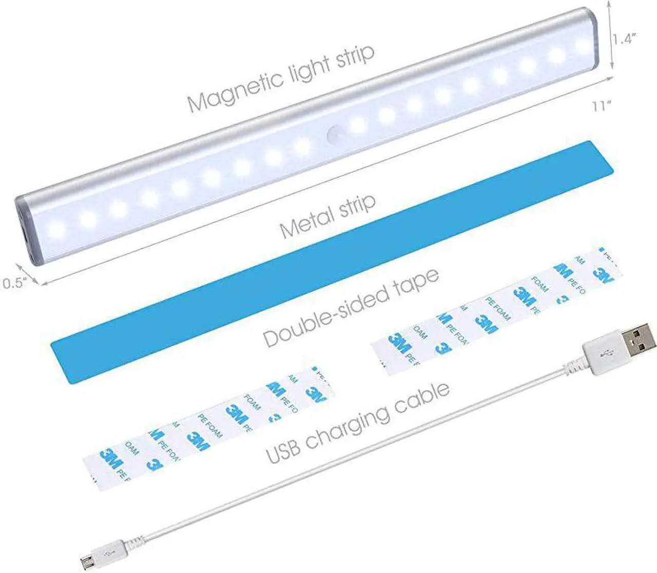 Alt view image 7 of 7 - Anywhere Portable Closet Lights Wireless 18 Led Under Cabinet Lighting Motion Sensor Activated Build In Rechargeable Battery Magnetic Little Safe Night Tap Light for Closet Cabinet Silver2