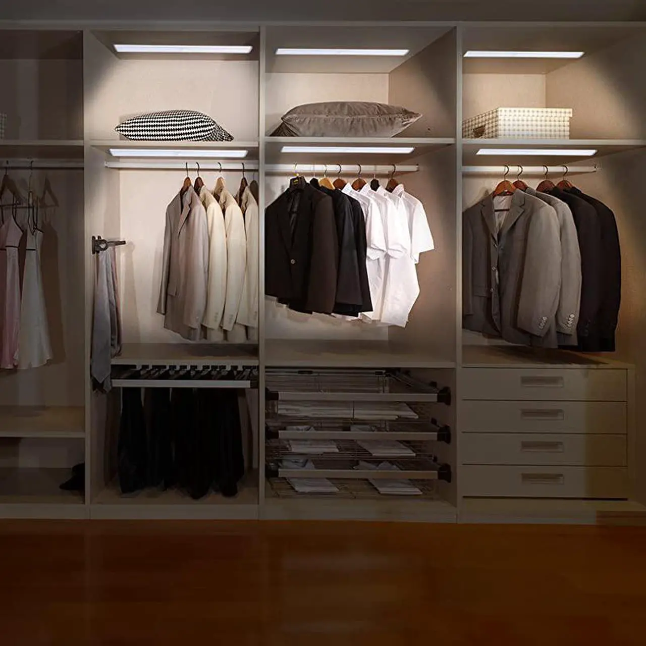 Alt view image 5 of 7 - Anywhere Portable Closet Lights Wireless 18 Led Under Cabinet Lighting Motion Sensor Activated Build In Rechargeable Battery Magnetic Little Safe Night Tap Light for Closet Cabinet Silver2