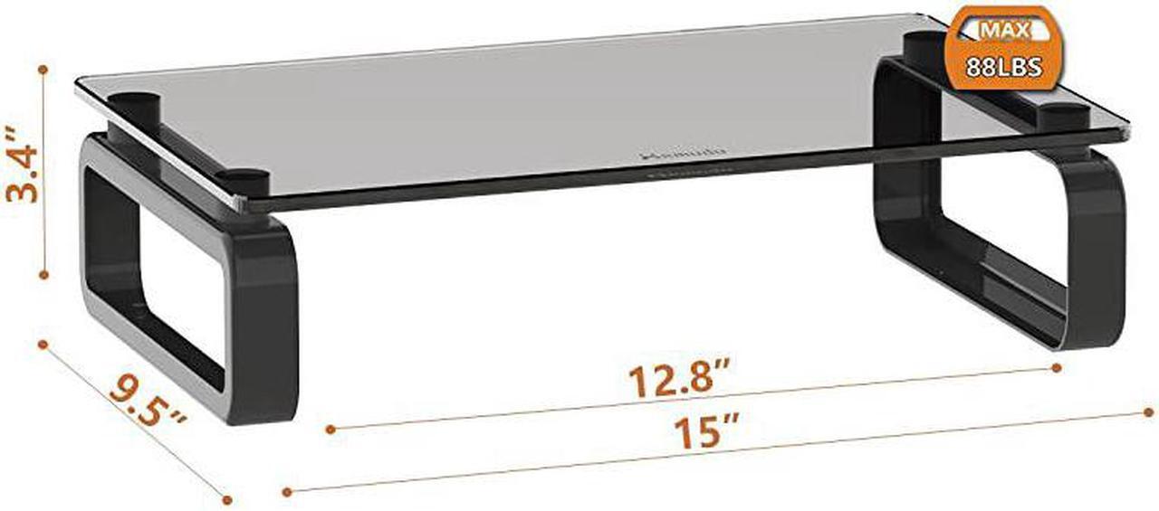 Alt view image 4 of 7 - Monitor Stand Riser Multi Media Desktop Stand for Flat Screen LCD LED TV LaptopNotebookXbox One with Tempered Glass and Metal Legs Black HD02B001U
