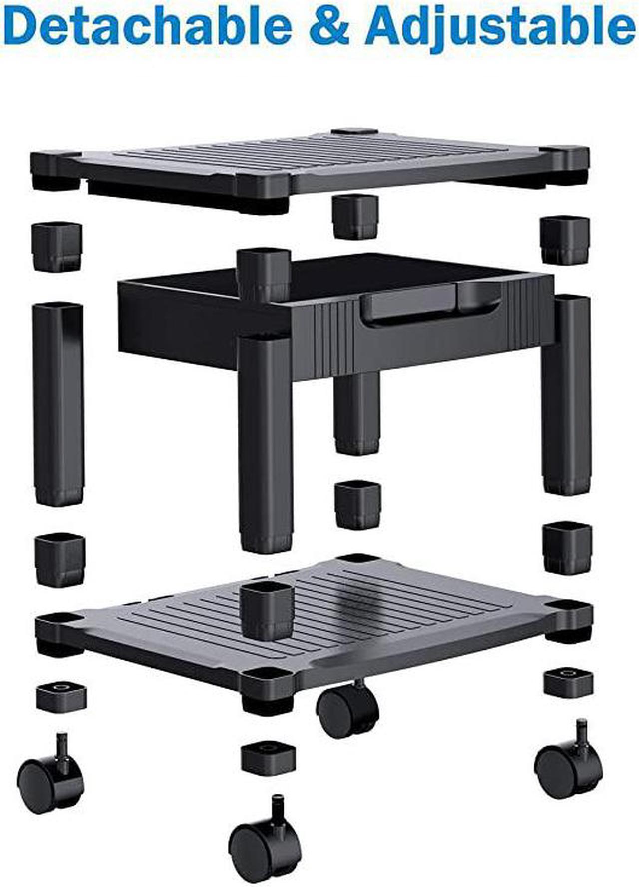 Alt view image 3 of 7 - Printer Stand Under Desk Printer Stand with Cable Management Storage Drawers Height Adjustable Printer Desk with 4 Wheels Lock Mechanism for Mini 3D Printer by