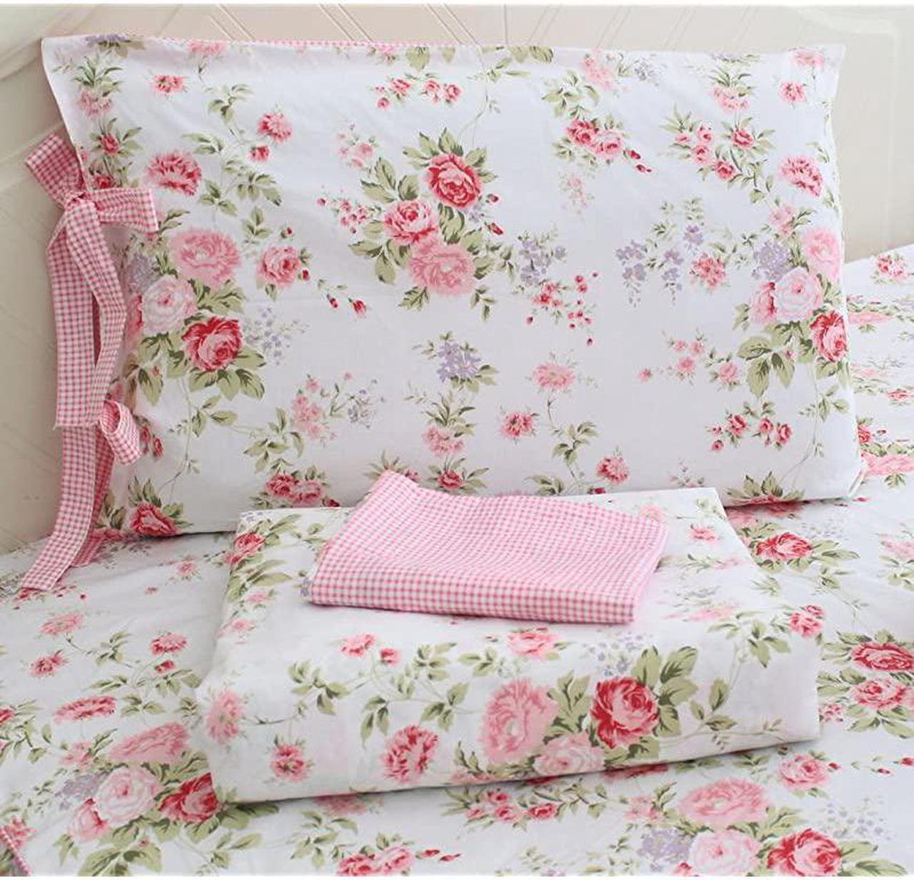 Alt view image 6 of 7 - Bed Sheets Pink Rose Floral Print Bed Sheet Set 4Piece Full Size