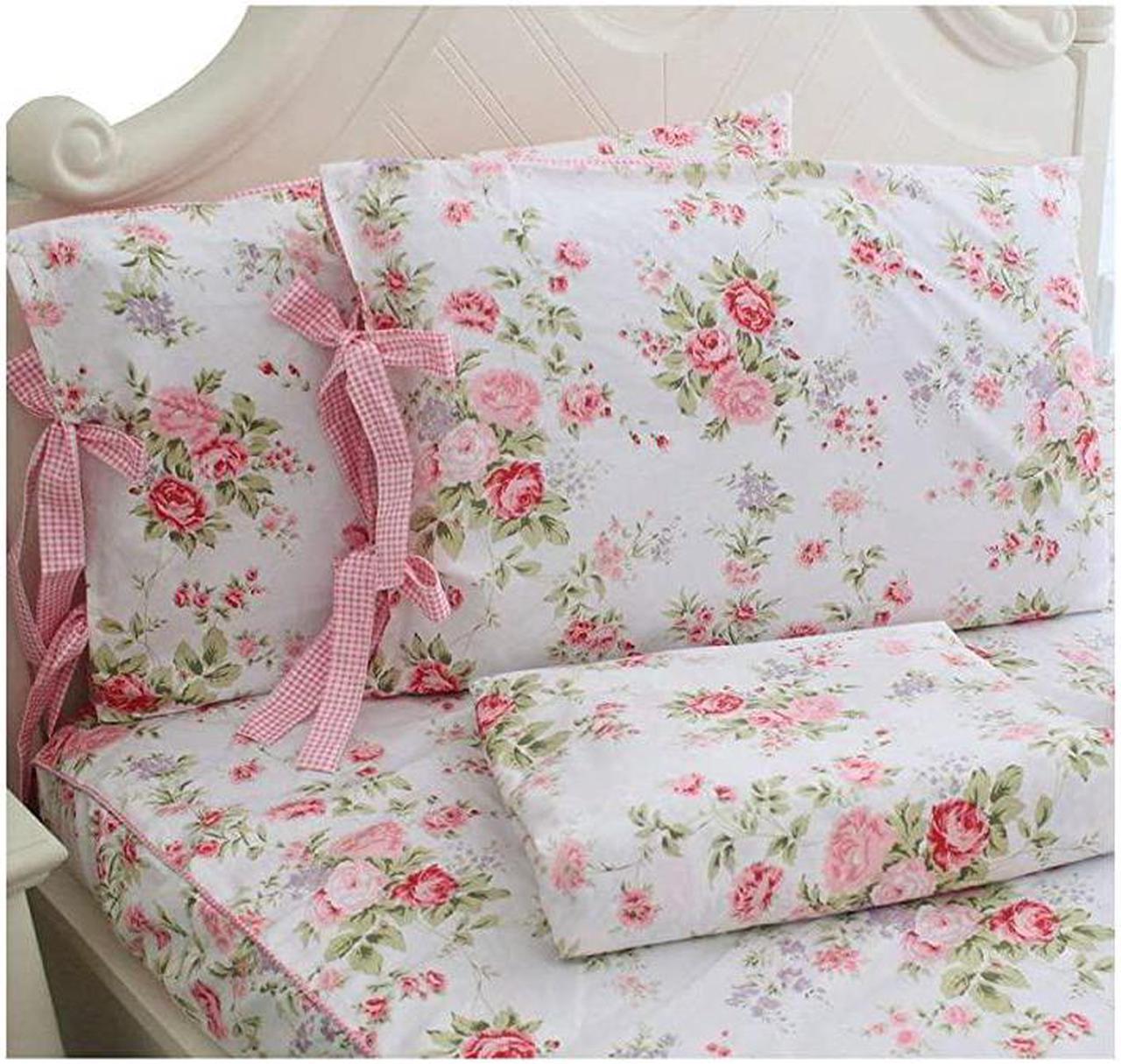 Main image of Bed Sheets Pink Rose Floral Print Bed Sheet Set 4Piece Full Size
