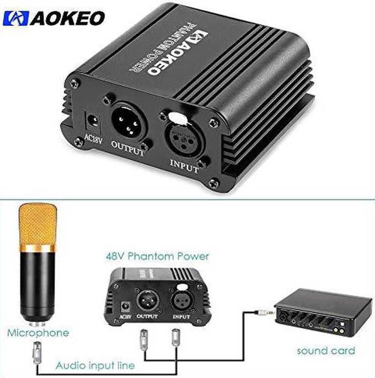 Alt view image 4 of 6 - 1Channel 48V Phantom Power Supply with Adapter BONUS+XLR 3 Pin Microphone Cable for Any Condenser Microphone Music Recording Equipment