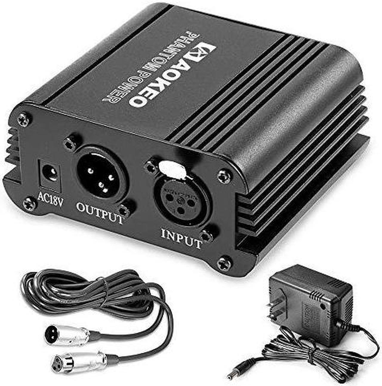 Main image of 1Channel 48V Phantom Power Supply with Adapter BONUS+XLR 3 Pin Microphone Cable for Any Condenser Microphone Music Recording Equipment