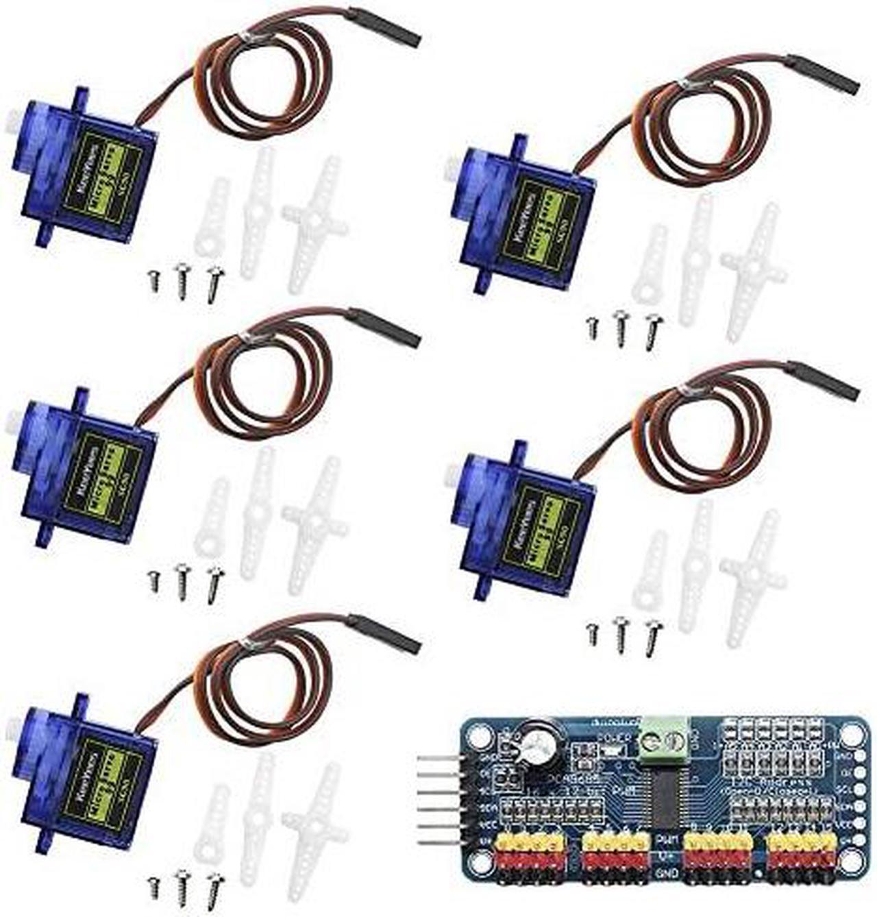 Alt view image 2 of 7 - 5pcs SG90 9G Micro Servo Motor with PCA9685 16 Channel 12 Bit PWM Servo Motor Driver IIC Module for Arduino Raspberry Pi RC Robot Arm Helicopter Airplane Remote Control