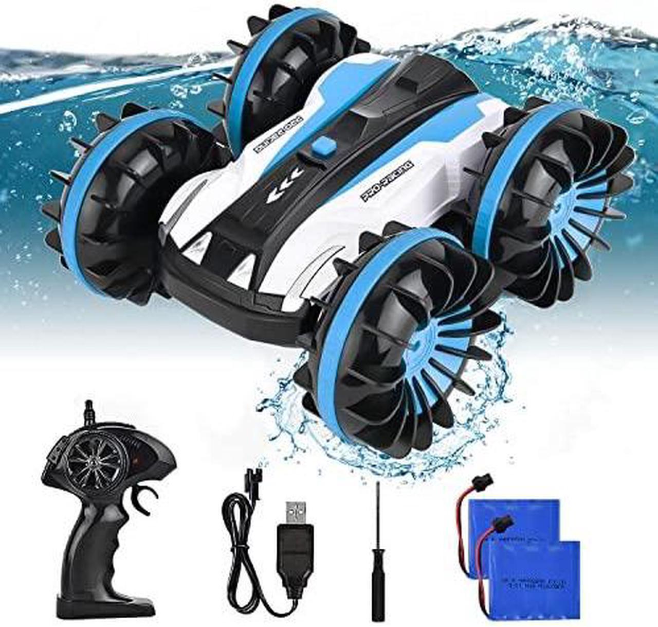 Waterproof Remote Control Car Boat 24G Radio Controlled Stunt RC Cars Rechargeable All Terrain RC Truck Gifts Toys for 512 Year Old Boys Girls Kids Christmas Birthday Present Blue