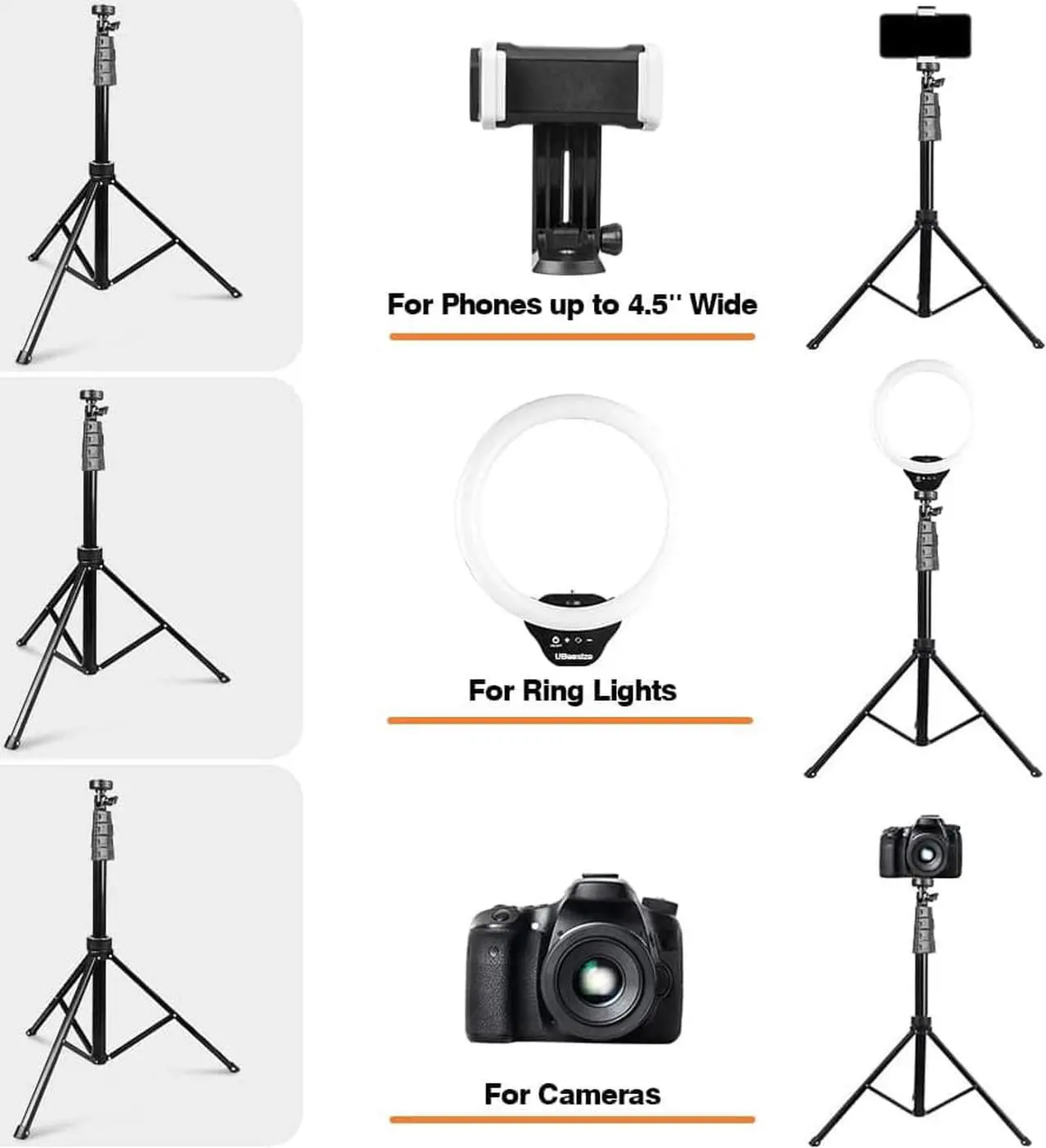 Alt view image 2 of 7 - 12’’ Ring Light with Tripod, Selfie Ring Light with 62’’ Tripod Stand, Light Ring for Video Recording&Live Streaming(YouTube, Instagram, TIK Tok), Compatible with Phones, Cameras and Webcams