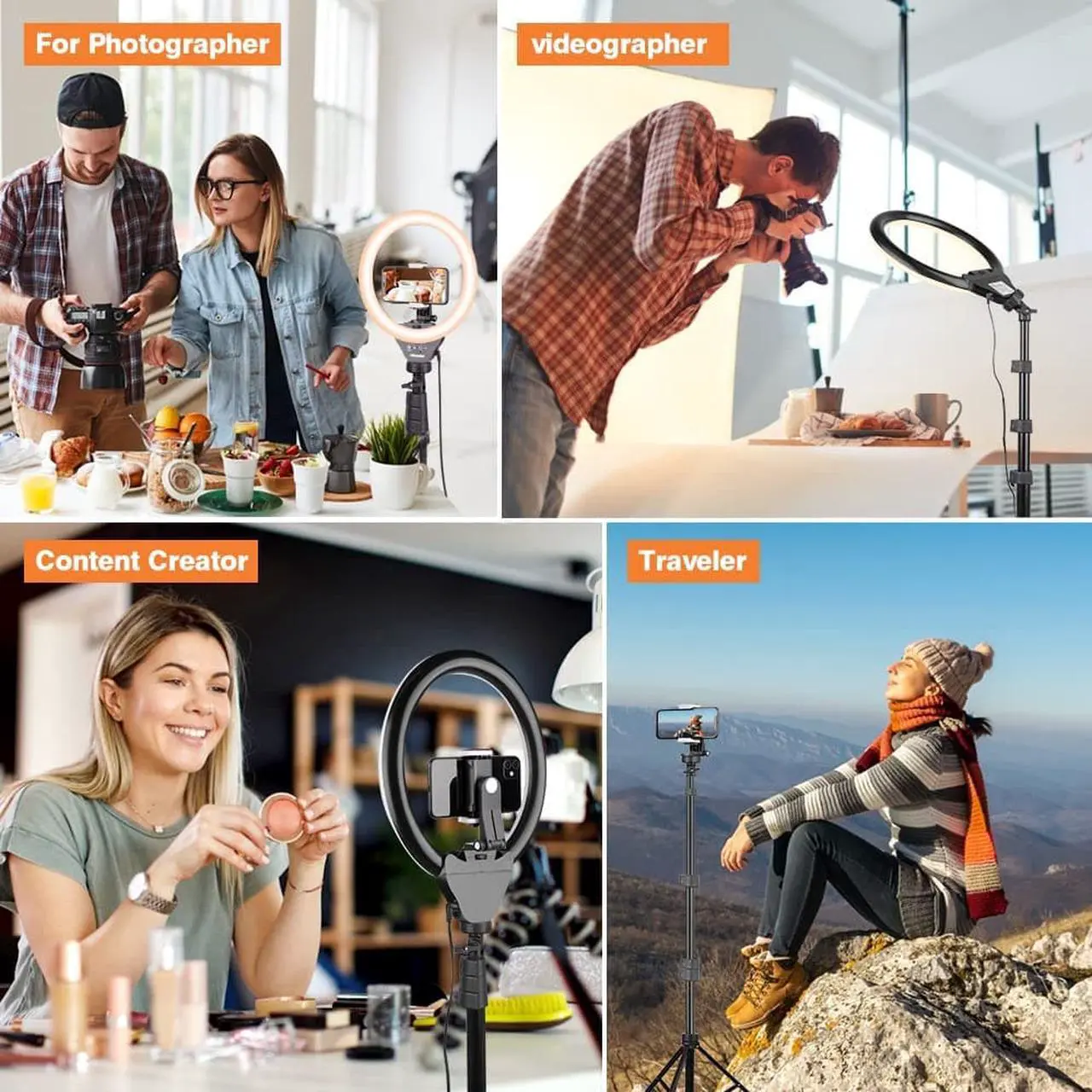 Alt view image 7 of 7 - 12’’ Ring Light with Tripod, Selfie Ring Light with 62’’ Tripod Stand, Light Ring for Video Recording&Live Streaming(YouTube, Instagram, TIK Tok), Compatible with Phones, Cameras and Webcams