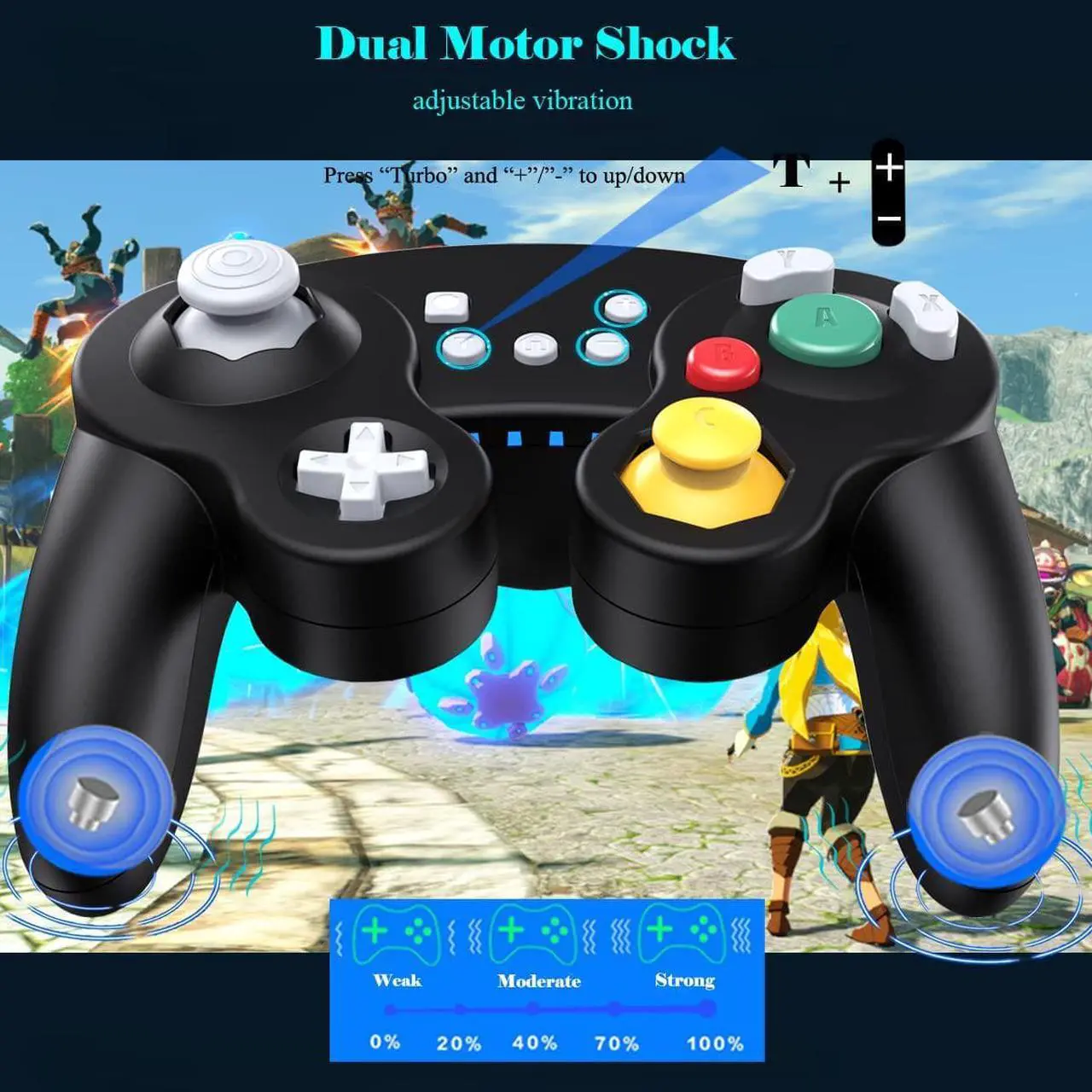 Alt view image 3 of 7 - Gamecube Controller Switch, Wireless Switch Pro Controller for Nintendo Switch/Lite/PC/Android/iOS/Steam, Support Wake Up, Motion, Adjustable Rumble, Turbo & Auto Turbo