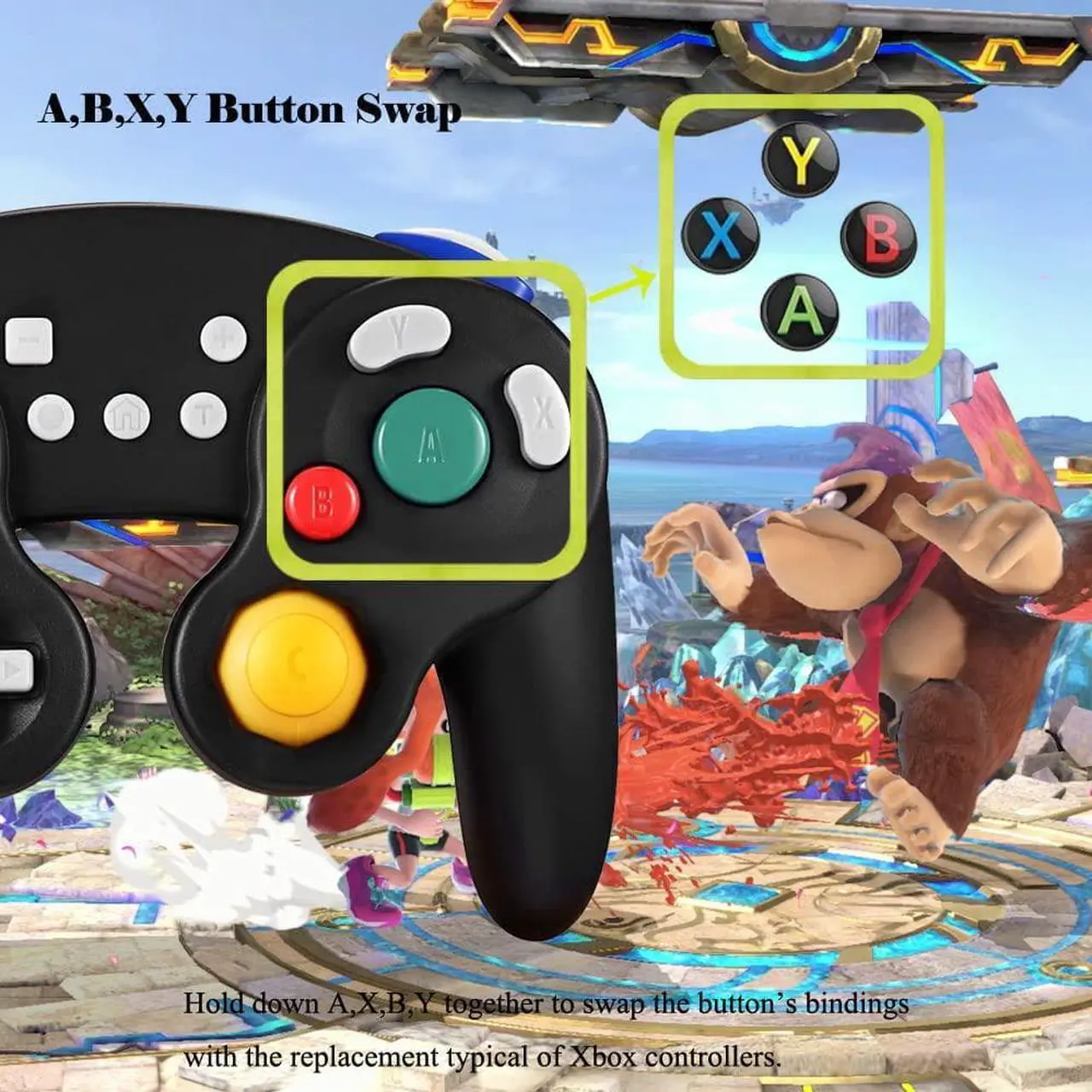 Alt view image 6 of 7 - Gamecube Controller Switch, Wireless Switch Pro Controller for Nintendo Switch/Lite/PC/Android/iOS/Steam, Support Wake Up, Motion, Adjustable Rumble, Turbo & Auto Turbo