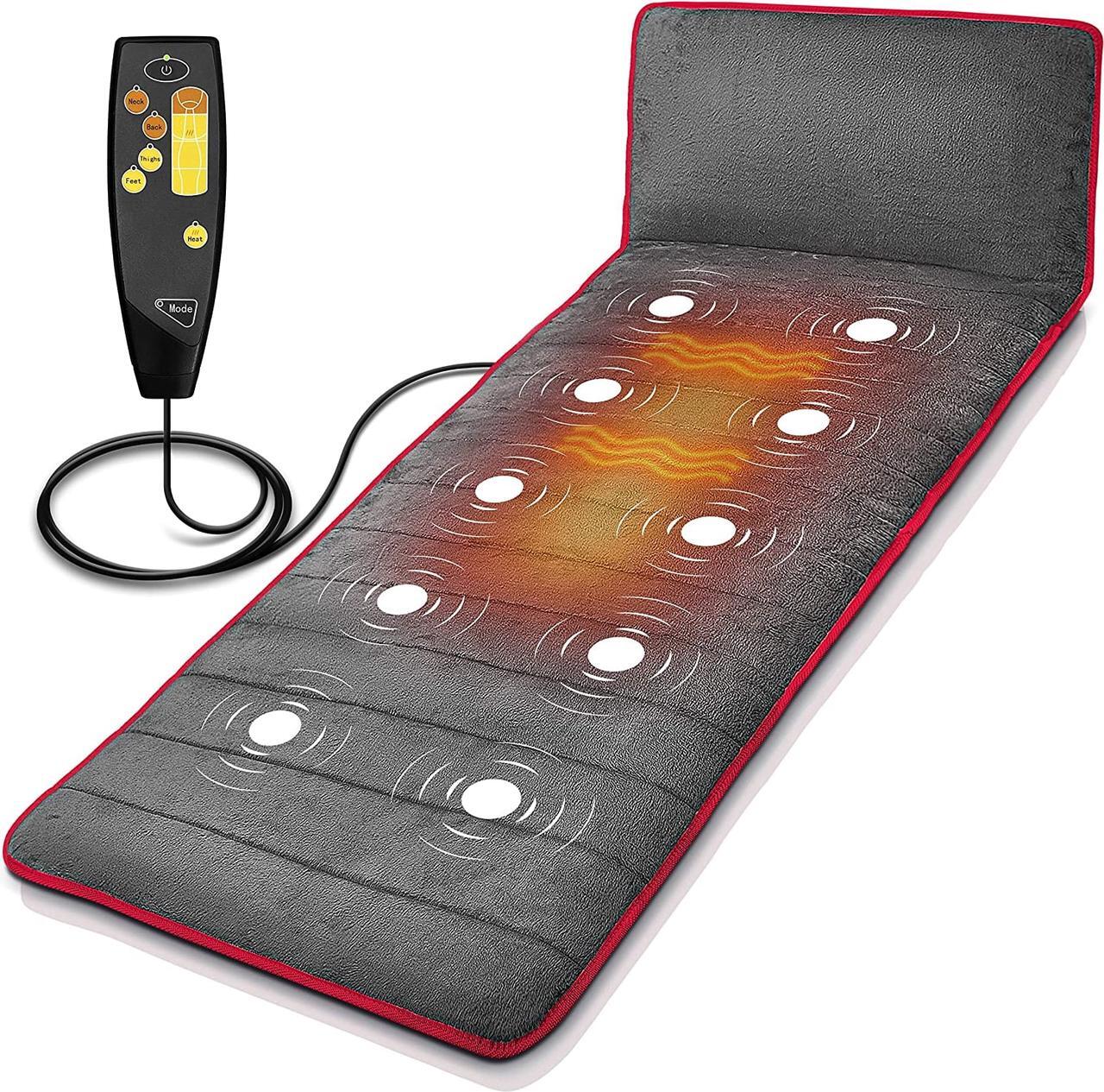 Main image of Full Body Vibrating Massage Mat - Massaging Heating Pad, Massage Mattress Cushion w/ 10 Vibrating Motors, Warming Back Massager Mat, Relieves Stress & Muscle Pain